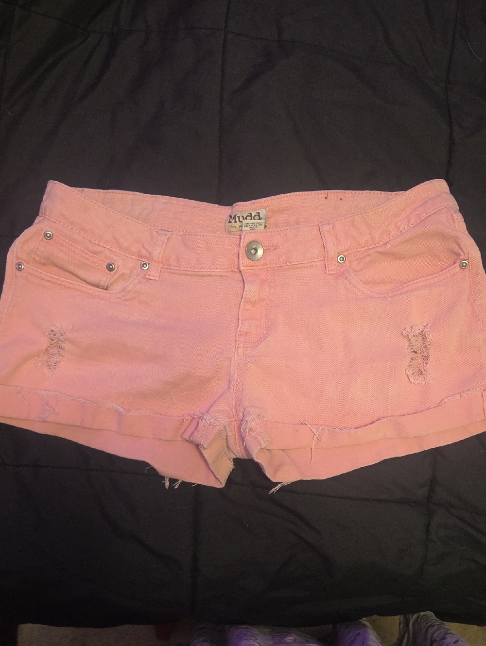 Mudd Pink Distressed Low-Rise Denim Shorts